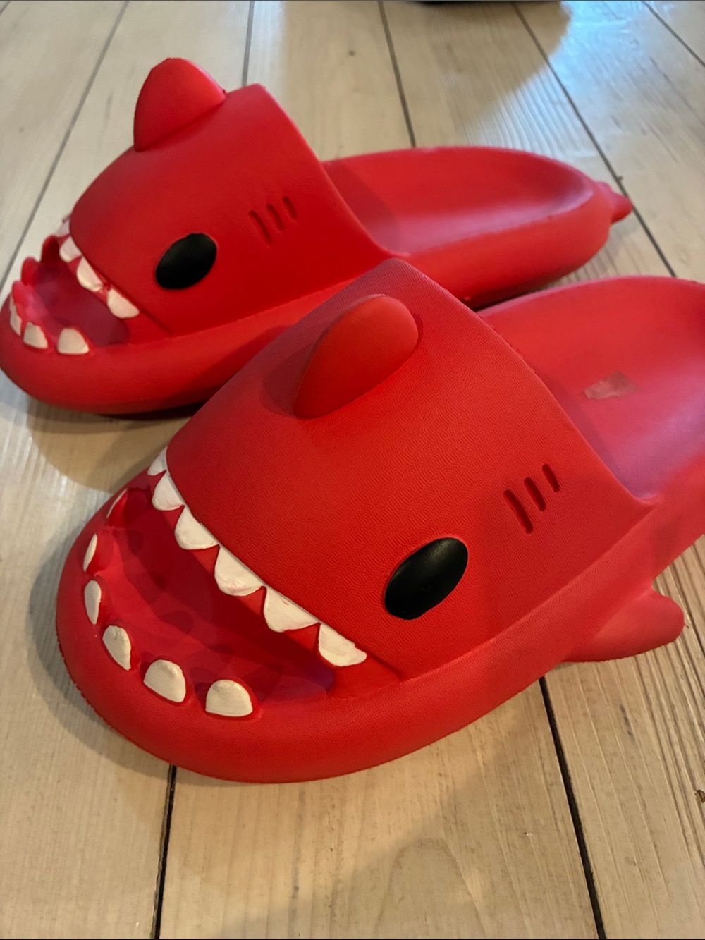 Kids' Fun Red Shark Slippers